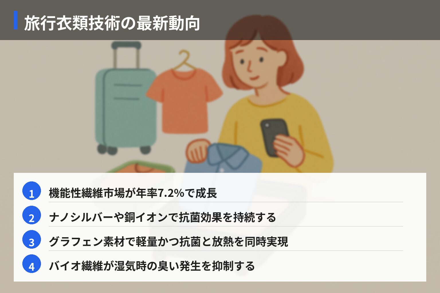 将来展望：旅行衣類管理の最新技術と今後の変化の図解・説明イラスト