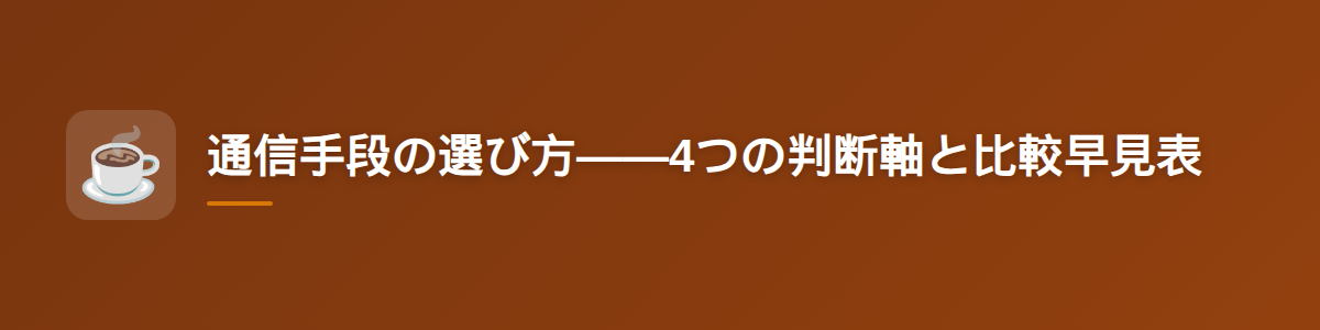通信手段の選び方——4つの判断軸と比較早見表